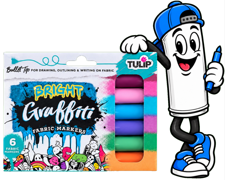 Tulip Graffiti Bright 6-Pack with MarkerMade mascot