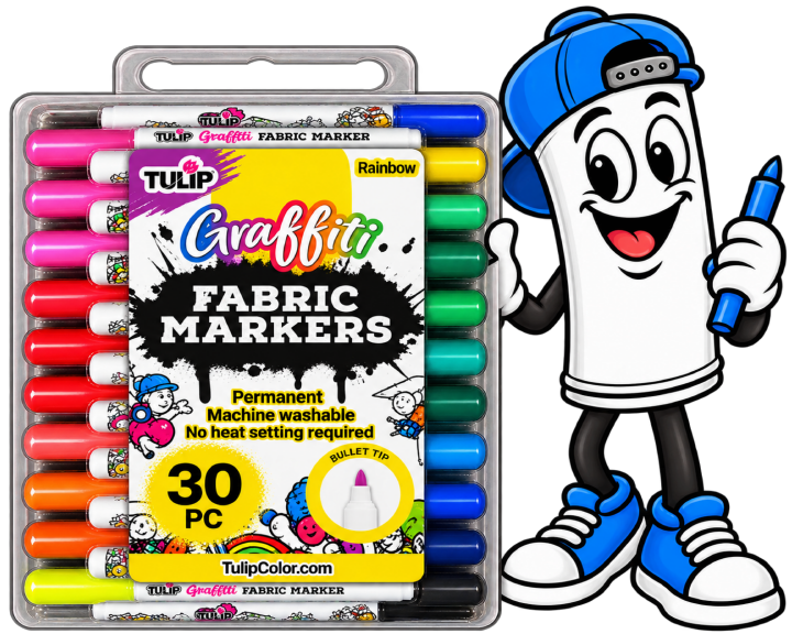 Tulip Graffiti Rainbow 30-Pack with MarkerMade mascot