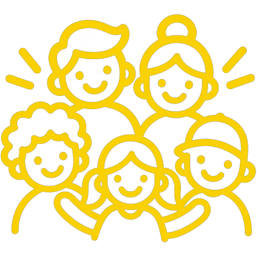 Yellow group of people icon