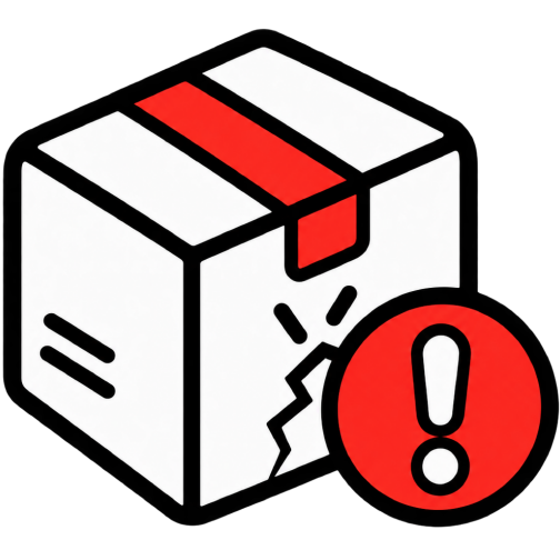 Damaged box with alert icon