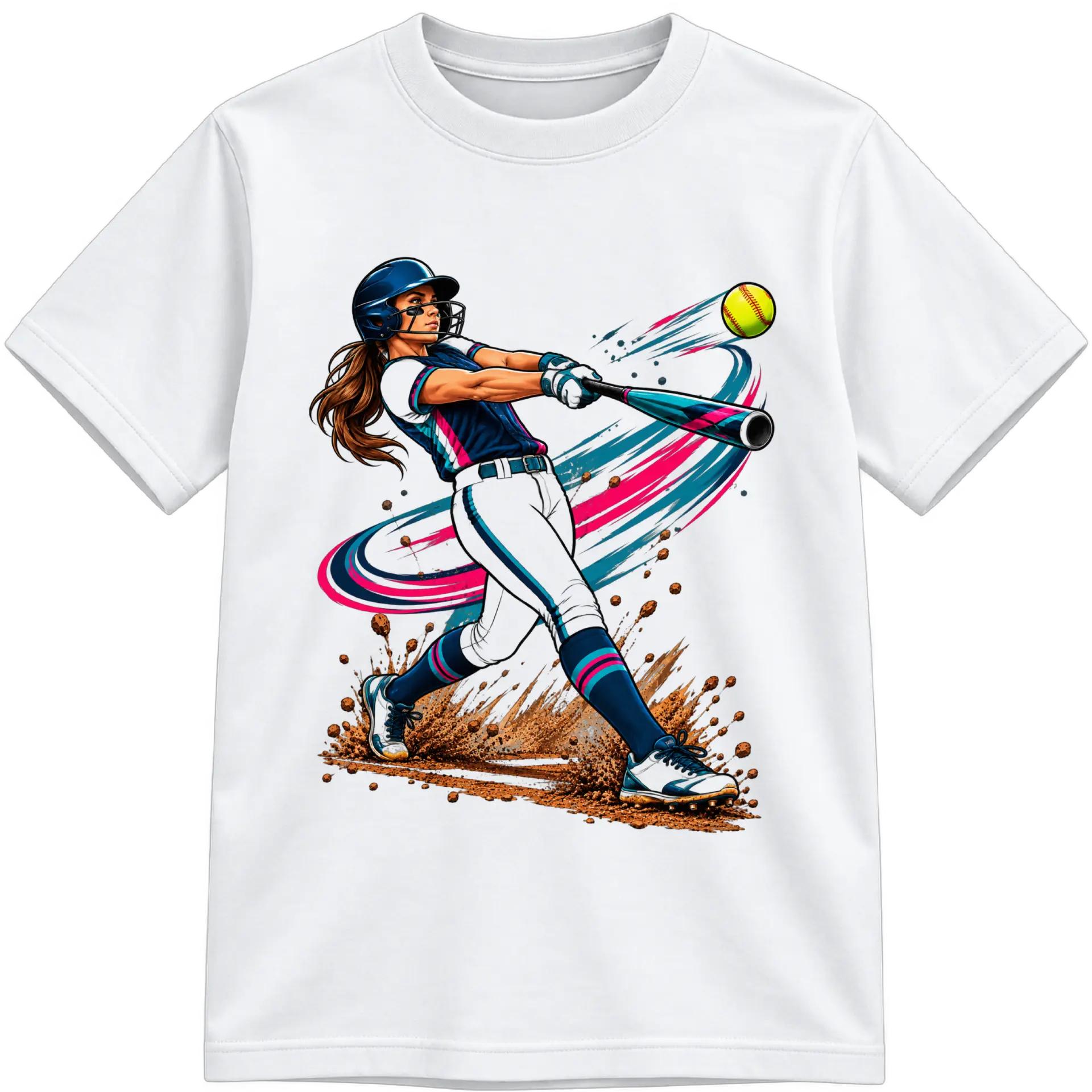 Softball T-shirt, fully colored version