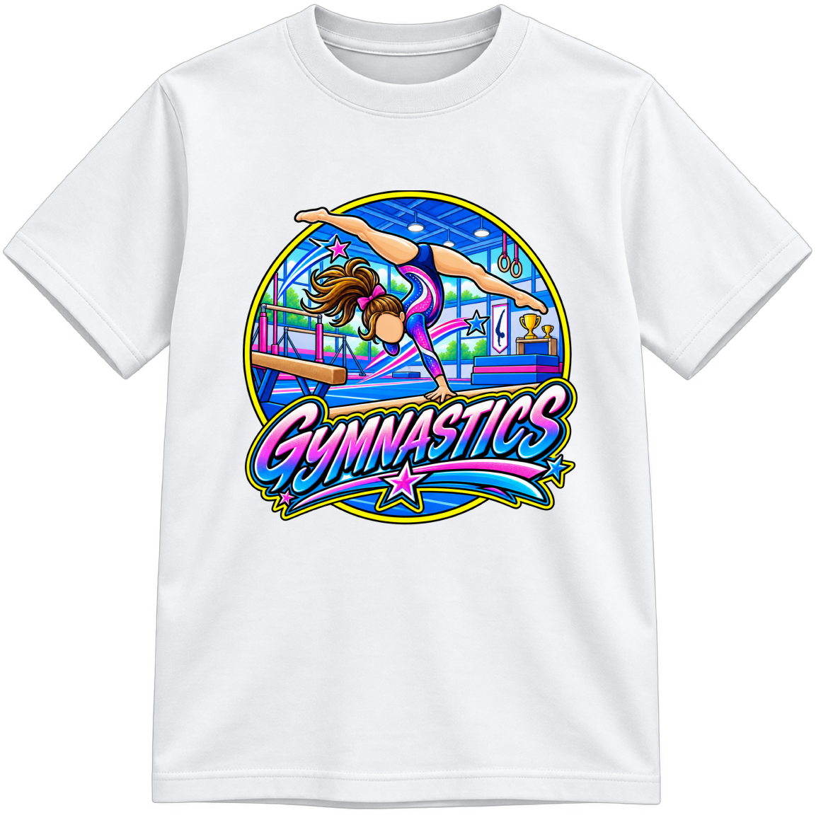 GYMNASTICS color-your-own T-shirt — color version