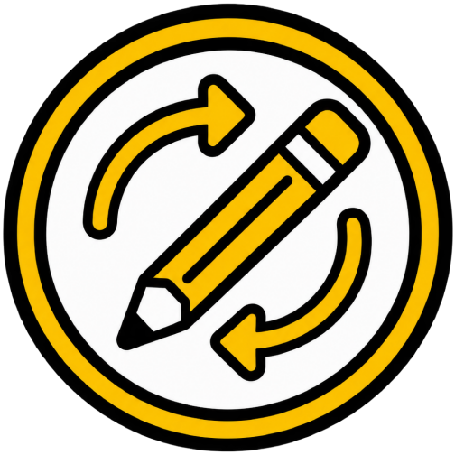 Pencil with circular arrows icon