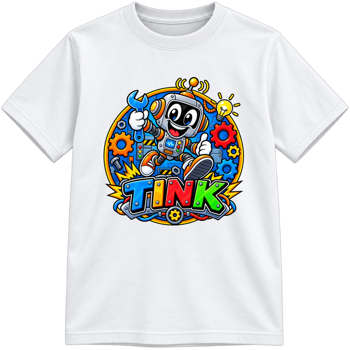 TINK THE ROBOT color-your-own T-shirt — color version