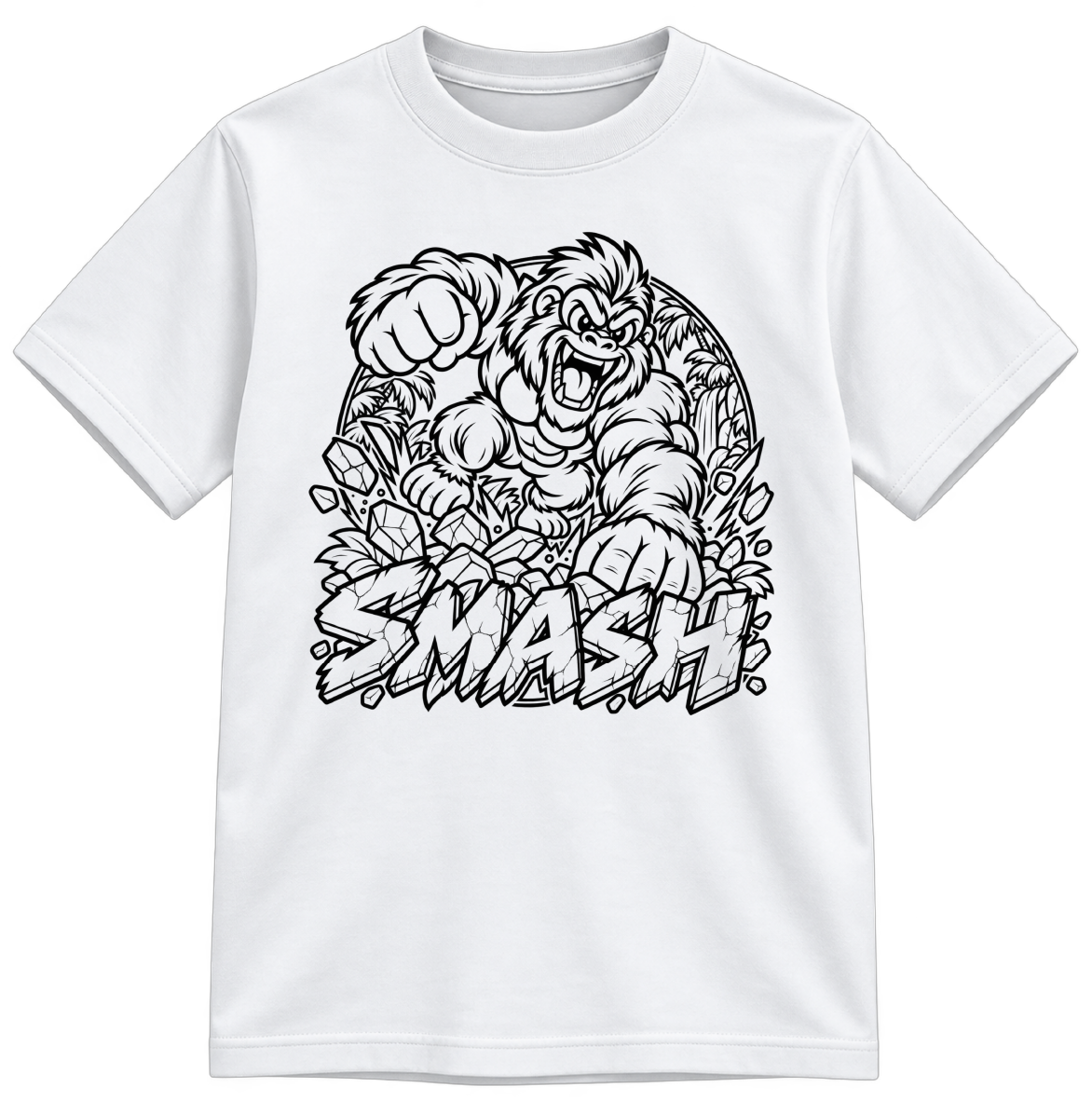 Smash Classic Color-Your-Own white T-shirt with black linework, shown upright