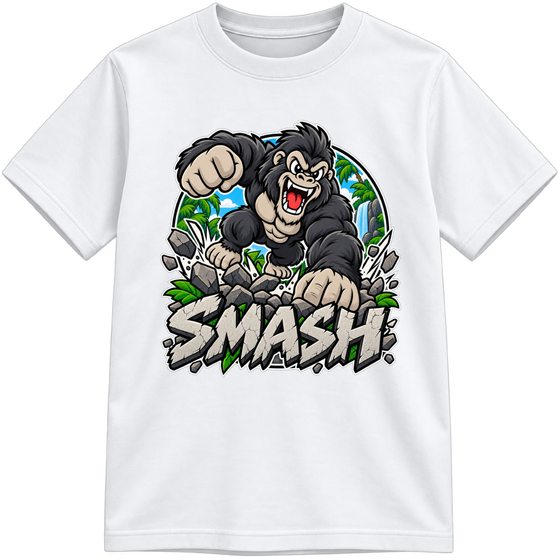 SMASH THE GORILLA color-your-own T-shirt — color version